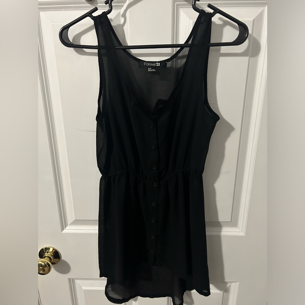 Forever 21 Sheer Button Up Sleeveless Blouse